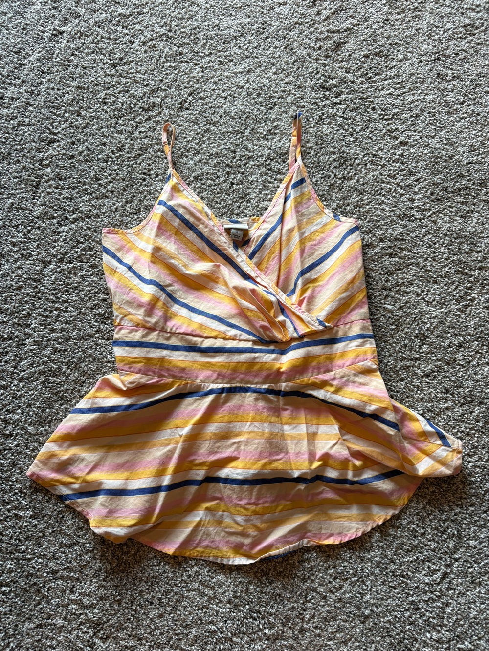 Striped Yellow Pink Blue Wrap-Back Cami Top